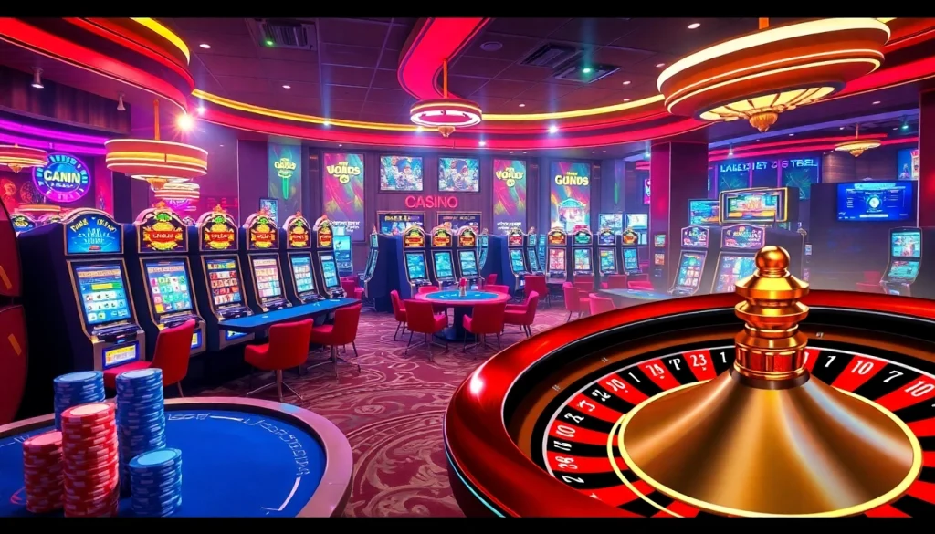 KJC AC 3 showcases a vibrant casino with lively tables and gaming activities.
