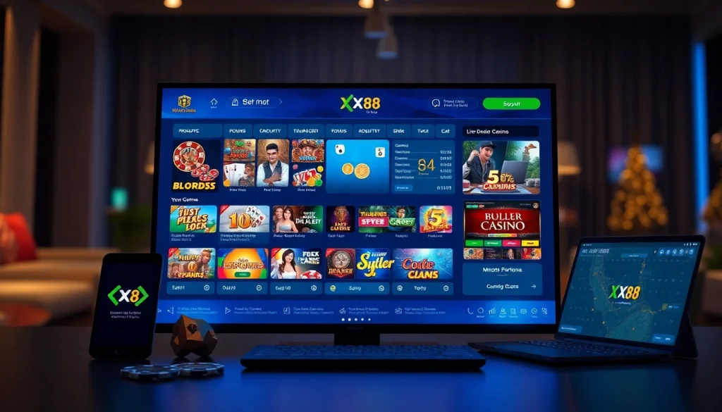 Interactive and secure gaming experience at Nhà cái XX88 with modern interface showcasing diverse betting options.