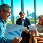Engaging scene of retirement planning San Antonio with a financial advisor assisting a couple.