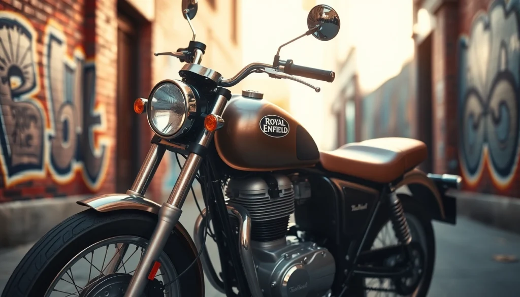 Verkaufen Sie Ihre wirtschaftliche Royal Enfield auf https://moto-ankauf.de/royal-enfield-verkaufen in einer urbanen Umgebung.