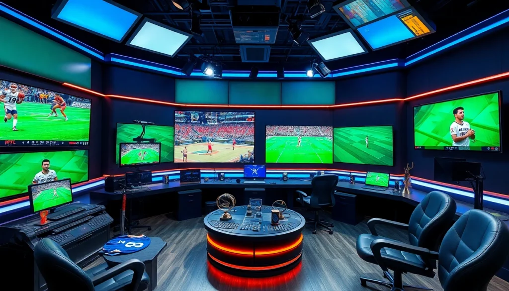 오징어티비의 실시간 스포츠 중계를 보여주는 고화질 스튜디오.
