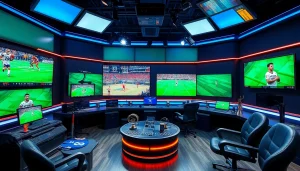 오징어티비의 실시간 스포츠 중계를 보여주는 고화질 스튜디오.