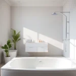 Admire the paroi de douche à l'italienne in a beautifully designed bathroom space.