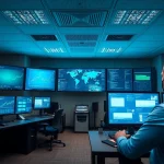 Network Monitoring Tampa: Professionals managing advanced network operations in a modern tech environment.