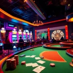 Explore the MM88 gaming experience with a vibrant casino scene featuring roulette, poker, and slots.