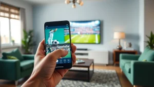 Engaging screen of sports betting apps Georgia displayed on a smartphone in a lively setting.