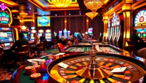 Experience the excitement at https://giaimanhacai.news/ with this luxurious casino scene featuring games and winning moments.