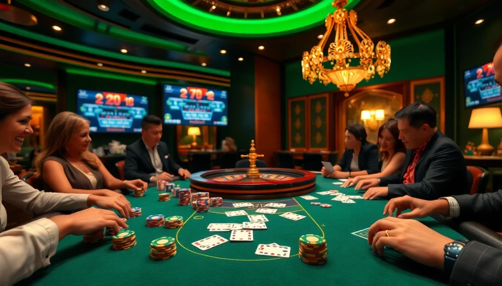 Engage in the thrill of gambling with 상품권카드 at an exciting poker table filled with action and vibrant colors.