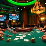 Engage in the thrill of gambling with 상품권카드 at an exciting poker table filled with action and vibrant colors.
