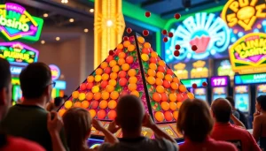 Nikmati keseruan permainan plink slot yang menarik dengan papan piramida berwarna-warni.