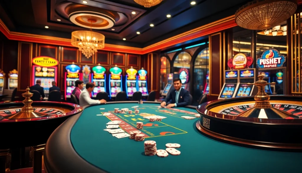 Experience thrilling gameplay with 188bet's interactive casino tables and vibrant slot machines.