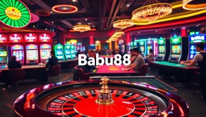 Babu88 casino players enjoying a thrilling game at the vibrant roulette wheel.