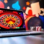 Experience the excitement of online casinos Canada with a vibrant digital roulette wheel and colorful games.