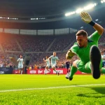 Action-packed scene featuring a goalkeeper making a save, showcasing the intensity of ผลบà¸à¸¥888.