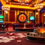 Xôi Xoài TV captures the thrill of a glamorous casino scene with vibrant slot machines and gaming action.