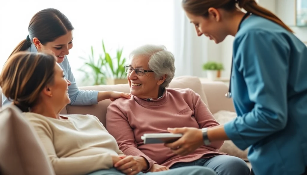 Caregivers delivering austin senior home care in a cozy environment.