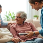 Caregivers delivering austin senior home care in a cozy environment.