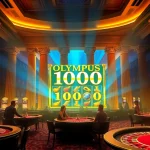 Experience thrilling gameplay at the olympus 1000 slot machine in this vibrant casino scene.