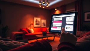 Engaging NSFW AI chatbot interface in a cozy living room, inviting exploration.