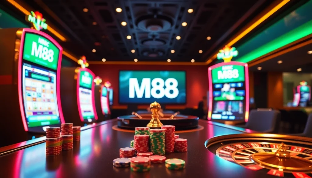 Experience the thrill of online gaming at MM 88 with vibrant slot machines and poker excitement.