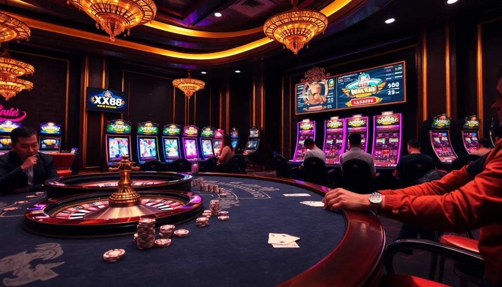Engage with thrilling gameplay at XX88 casino with exciting tables and vibrant slot machines.