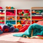 Fleece stof kopen: Diverse kleurrijke fleece stoffen op elegante manier gepresenteerd.