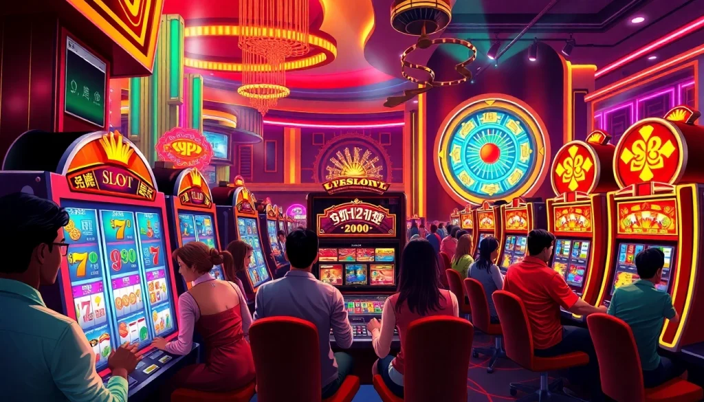 Engaging scene featuring players trying out the slot demo mahjong, highlighting the excitement of casino gaming.