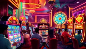 Engaging scene featuring players trying out the slot demo mahjong, highlighting the excitement of casino gaming.