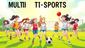 Girls participating in Multi Sports Camps for Girls, showcasing teamwork and athleticism.