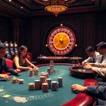 Rasakan kemenangan Datuk Win yang mendebarkan di permainan poker kasino mewah dengan chip berwarna cerah dan roulette.