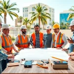 Collaborative meeting of the Southern California contractors association with construction professionals discussing projects.
