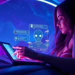 Engaging NSFW character AI chat interface in a futuristic setting.