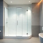 Duschkabine 90x90 komplett mit modernem Design in elegantem Badezimmer.