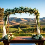 Enchanting Clarksburg ca weddings at a picturesque vineyard with floral arch.