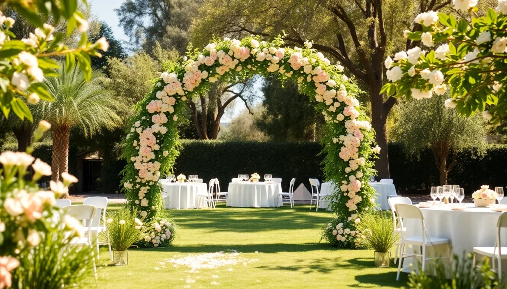 Elegant outdoor wedding venues sacramento with lush greenery and beautiful decorations.