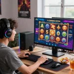 Pemain terlibat dengan permainan slot online laoban188 dalam pengaturan permainan modern.