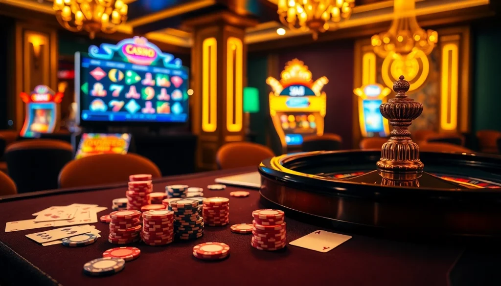 Vivez l'excitation du meilleur casino en ligne avec des jetons de poker vibrants et des roues de roulette.