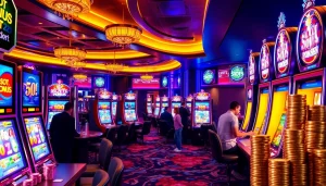 Rasakan sensasi kemenangan dengan slot bonus 100 persen di adegan kasino mewah ini.