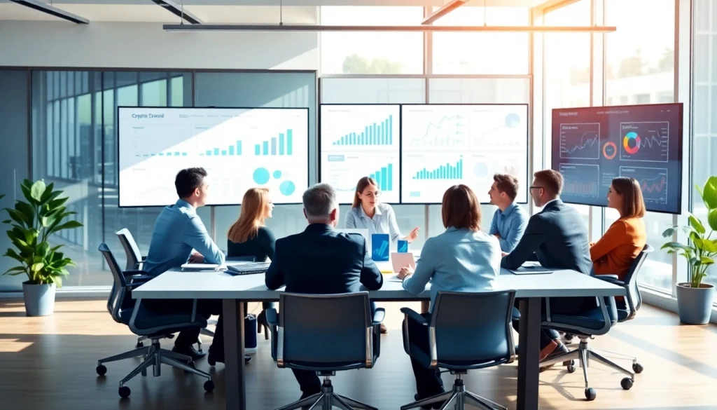 Engaging professionals discussing competitive intelligence faqs in a bright office setting.