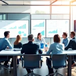 Engaging professionals discussing competitive intelligence faqs in a bright office setting.