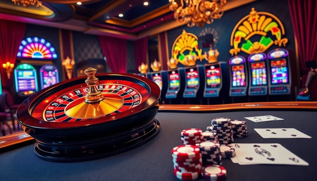 Découvrez l'excitation du casino en ligne France avec des machines à sous vibrantes et une roue de roulette.