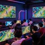 Engaging online gaming scene with players enjoying go88 multiplayer battles in a vibrant digital lounge.