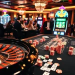 Des joueurs engagés profitant de la roulette et des machines à sous au casino en ligne France dans une ambiance vibrante.