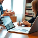 Körperverletzung Strafrecht Beratung mit Anwalt in modernem Büro.