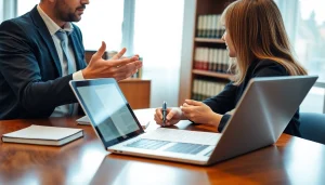 Körperverletzung Strafrecht Beratung mit Anwalt in modernem Büro.