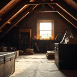 Explore attics filled with vintage treasures, showcasing rustic charm and warm ambiance.