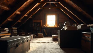 Explore attics filled with vintage treasures, showcasing rustic charm and warm ambiance.