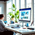 Creating innovative Website Designers Hereford at a modern workspace filled with design tools.