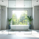 Experience elegant showers Australia with a luxurious glass shower featuring modern fixtures in a serene bathroom.