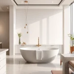 Transform your space with elegant bathrooms featuring modern designs and natural light.